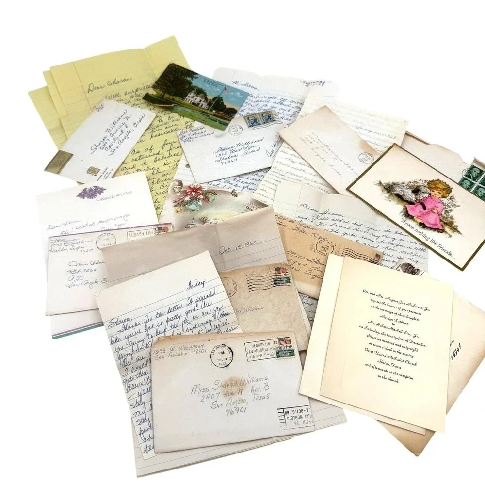 Vintage 1960s Personal Lot Ephemera Collection Handwritten Texas Postcards Cards